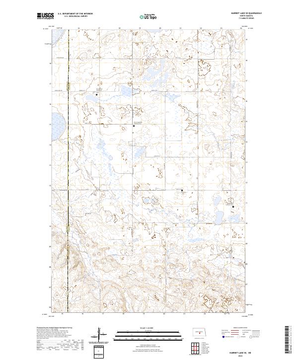 Harriet Lake SE, ND — USGS 7.5-minute topo (2024)