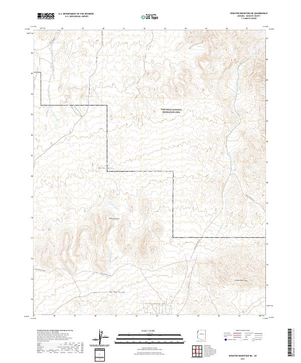 Senator Mountain NE, AZ — USGS 7.5-minute topo (2021)