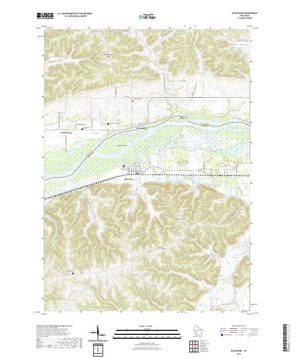 Blue River, WI — USGS 7.5-minute topo (2022)