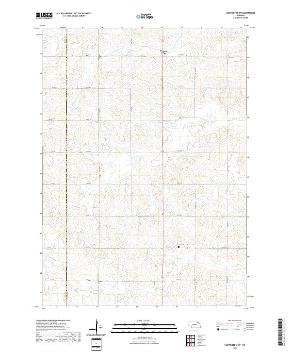 Hartington SW, NE — USGS 7.5-minute topo (2021)