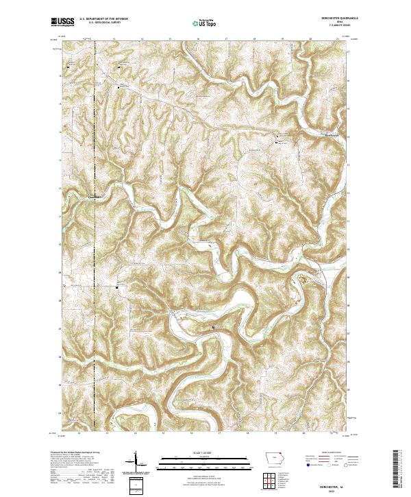 Dorchester, IA — USGS 7.5-minute topo (2022)