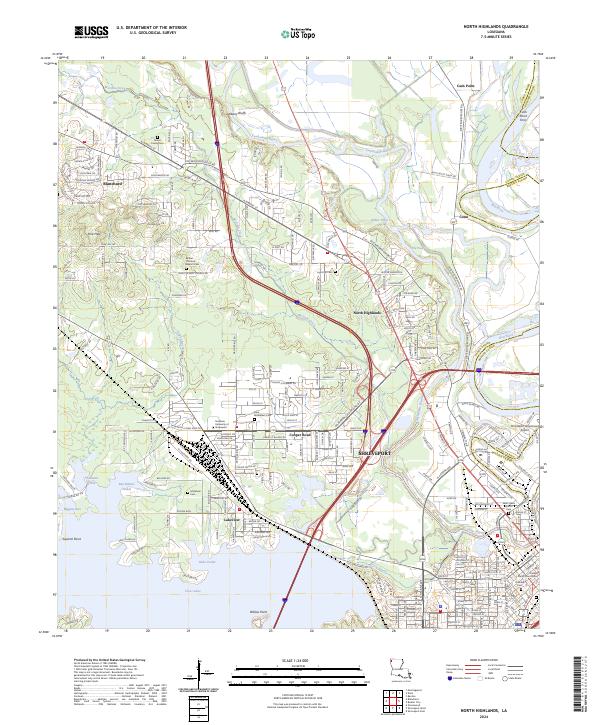 North Highlands, LA — USGS 7.5-minute topo (2024)