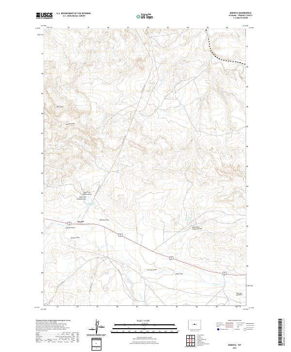 Moneta, WY — USGS 7.5-minute topo (2021)