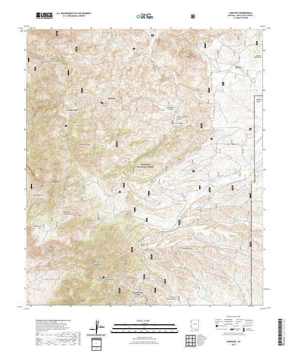 Harshaw, AZ — USGS 7.5-minute topo (2021)