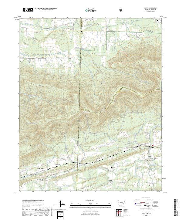 Bates, AR-OK — USGS 7.5-minute topo (2024)