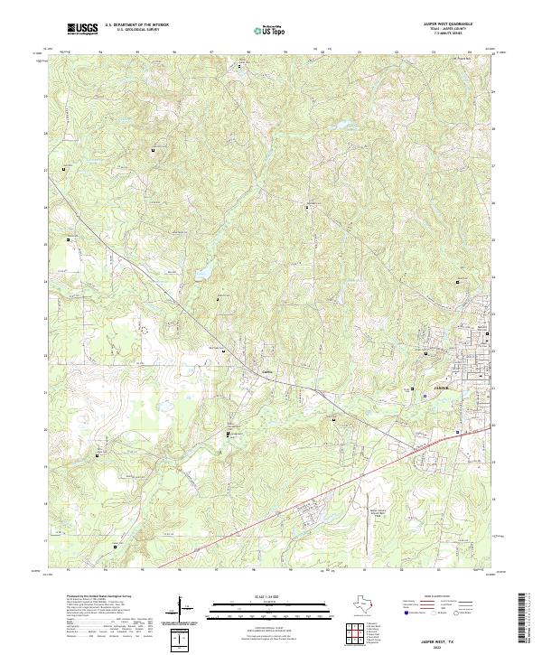Jasper West, TX — USGS 7.5-minute topo (2022)