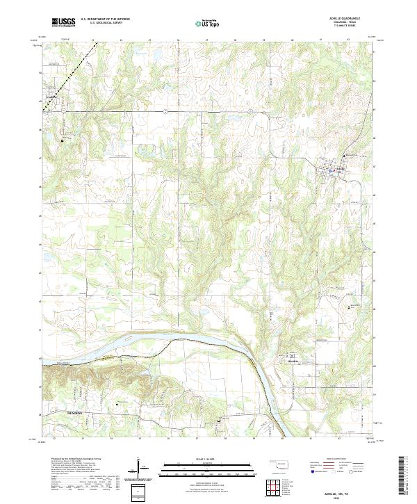 Achille, OK-TX — USGS 7.5-minute topo (2022)