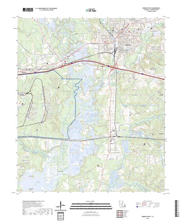 Minden South, LA — USGS 7.5-minute topo (2024)