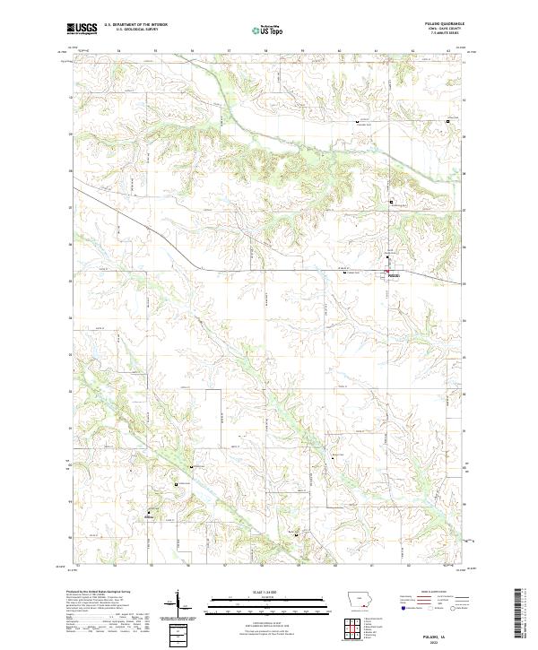 Pulaski, IA — USGS 7.5-minute topo (2022)