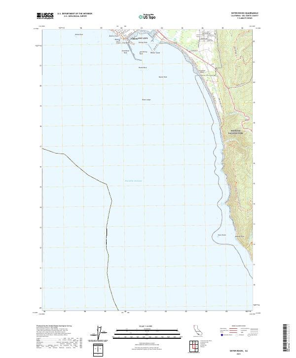 Sister Rocks, CA — USGS 7.5-minute topo (2021)