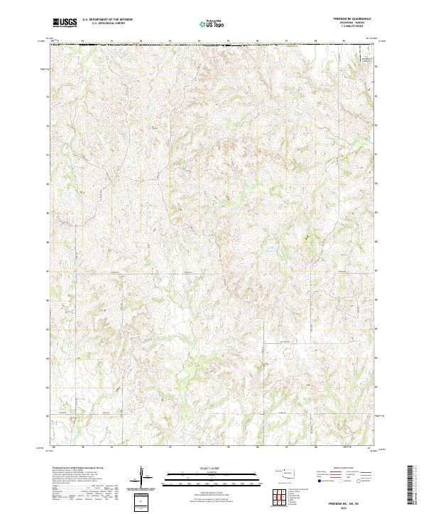 Freedom NE, OK-KS — USGS 7.5-minute topo (2022)