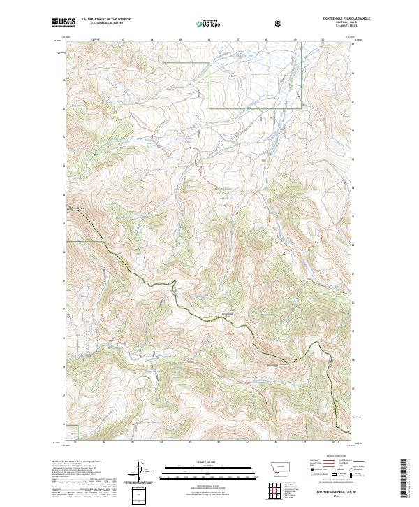 Eighteenmile Peak, MT-ID — USGS 7.5-minute topo (2024)