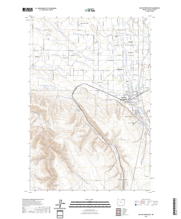 Milton-Freewater, OR — USGS 7.5-minute topo (2023)