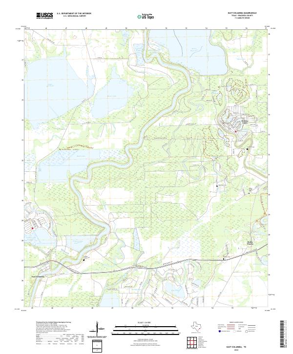 East Columbia, TX — USGS 7.5-minute topo (2022)