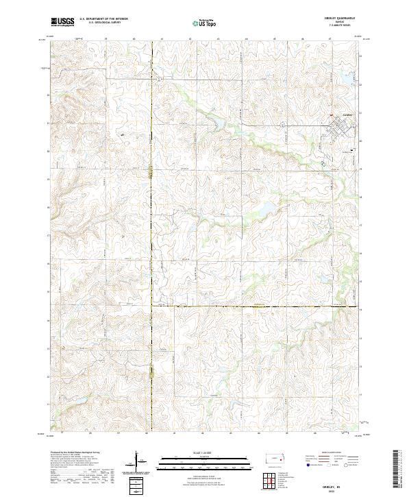 Gridley, KS — USGS 7.5-minute topo (2022)