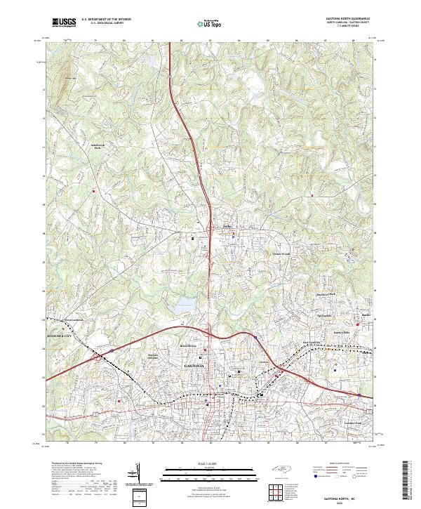 Gastonia North, NC — USGS 7.5-minute topo (2022)
