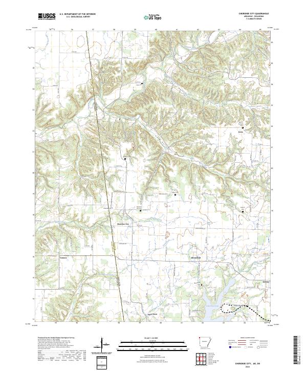 Cherokee City, AR-OK — USGS 7.5-minute topo (2024)