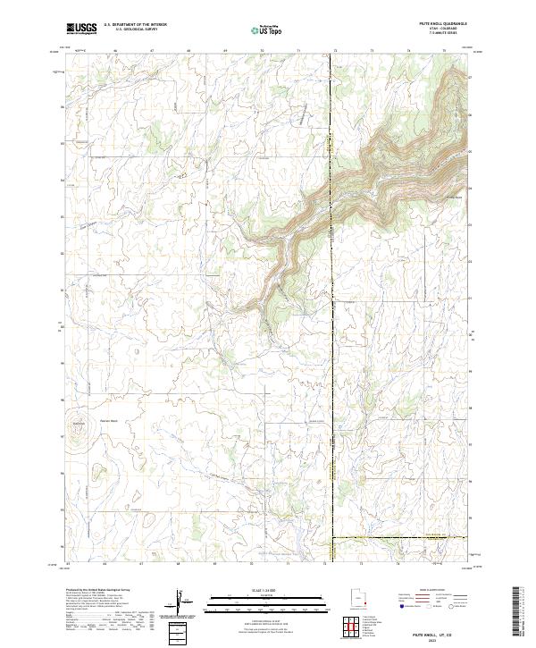 Piute Knoll, UT-CO — USGS 7.5-minute topo (2023)