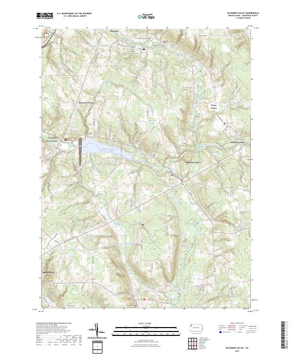 Blooming Valley, PA — USGS 7.5-minute topo (2023)
