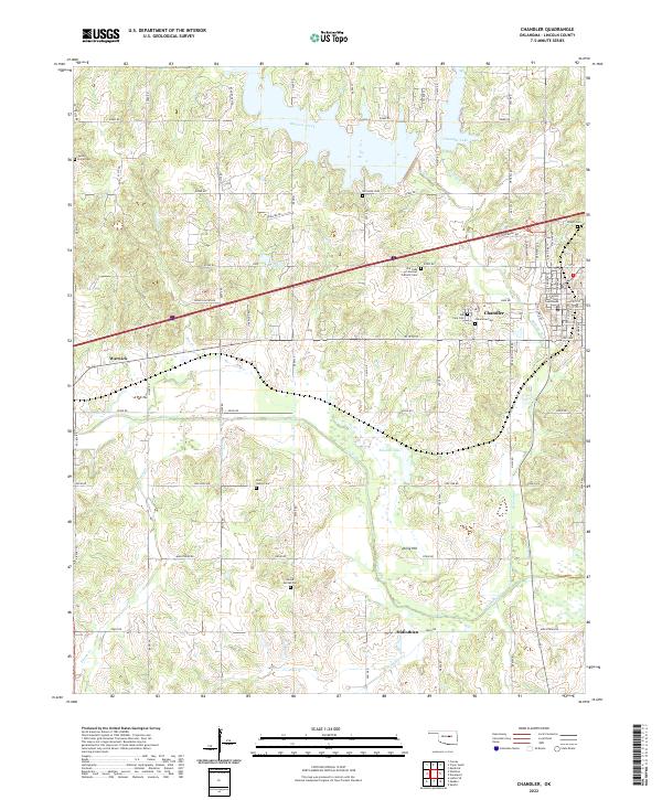 Chandler, OK — USGS 7.5-minute topo (2022)