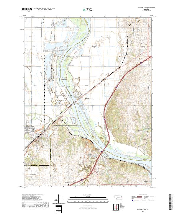 Ashland East, NE — USGS 7.5-minute topo (2021)