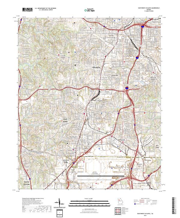 Southwest Atlanta, GA — USGS 7.5-minute topo (2024)