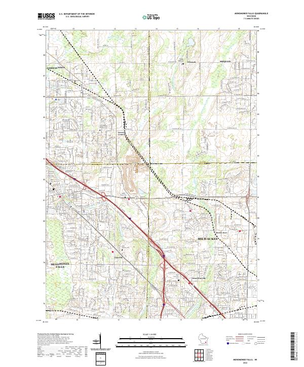 Menomonee Falls, WI — USGS 7.5-minute topo (2022)