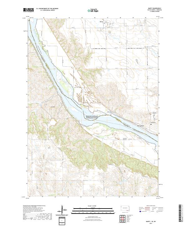 Marty, SD-NE — USGS 7.5-minute topo (2021)