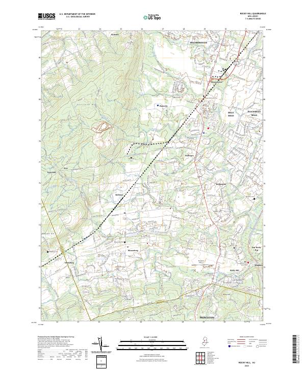 Rocky Hill, NJ — USGS 7.5-minute topo (2023)