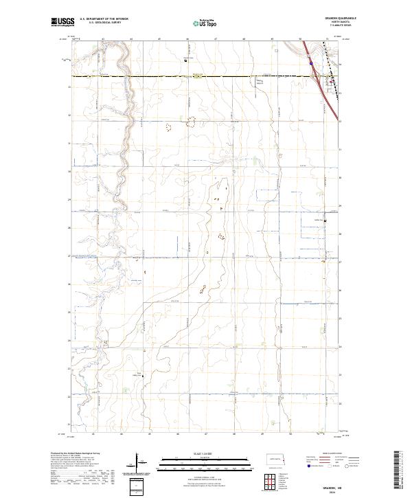 Grandin, ND — USGS 7.5-minute topo (2024)
