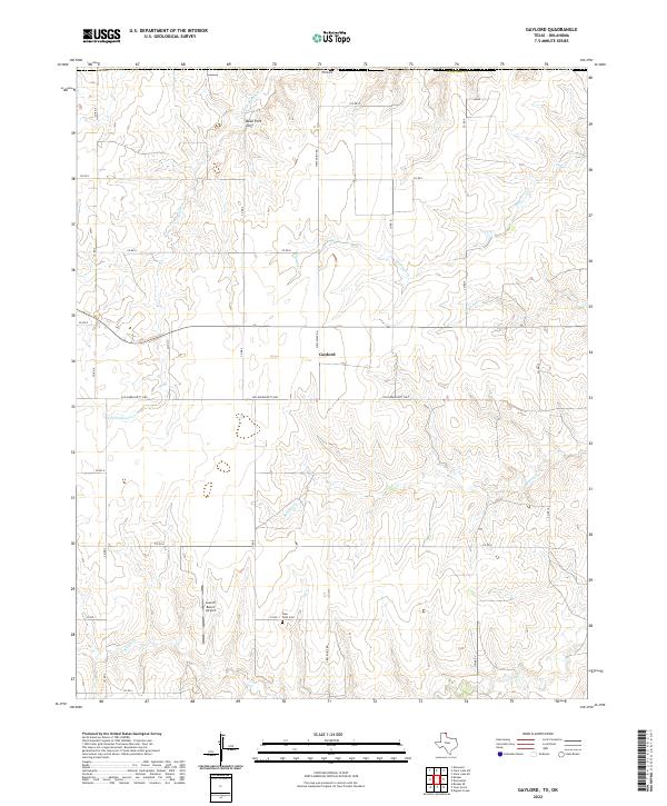 Gaylord, TX-OK — USGS 7.5-minute topo (2022)