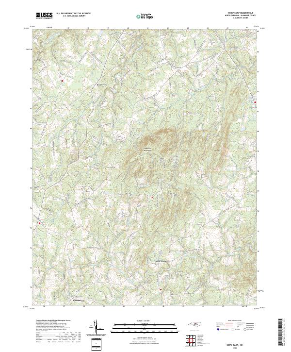 Snow Camp, NC — USGS 7.5-minute topo (2022)