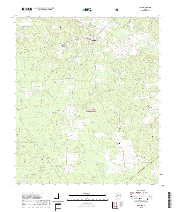 Kennard, TX — USGS 7.5-minute topo (2022)