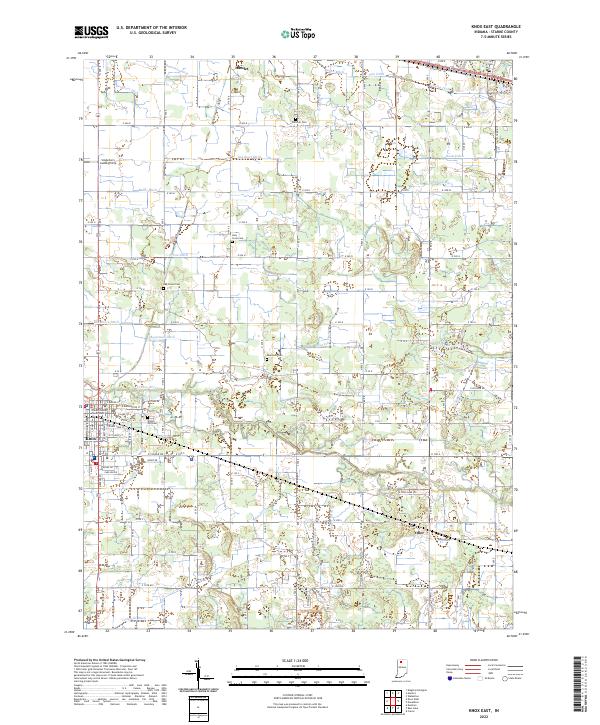 Knox East, IN — USGS 7.5-minute topo (2022)