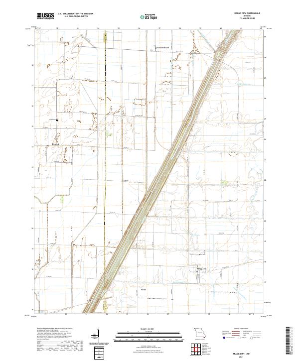 Bragg City, MO — USGS 7.5-minute topo (2021)