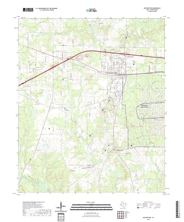New Boston, TX — USGS 7.5-minute topo (2022)