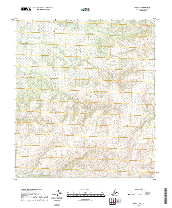 Denali D-2 SE, AK — USGS 7.5-minute topo (2023)