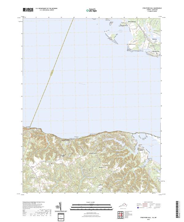 Stratford Hall, VA-MD — USGS 7.5-minute topo (2022)