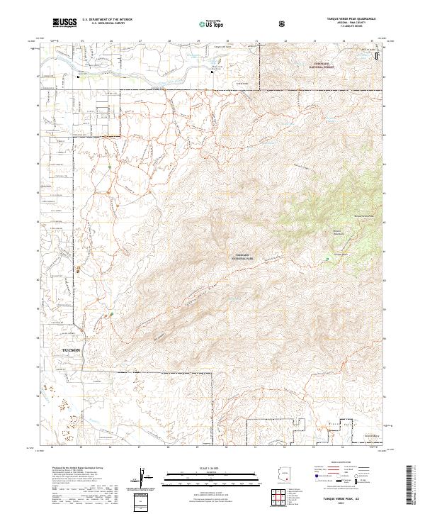 Tanque Verde Peak, AZ — USGS 7.5-minute topo (2021)