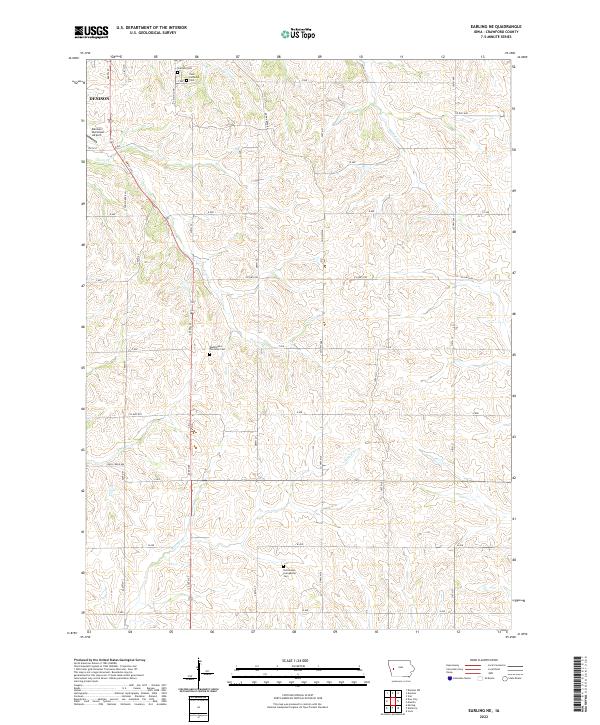 Earling NE, IA — USGS 7.5-minute topo (2022)
