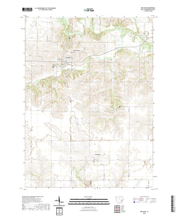 Wellman, IA — USGS 7.5-minute topo (2022)