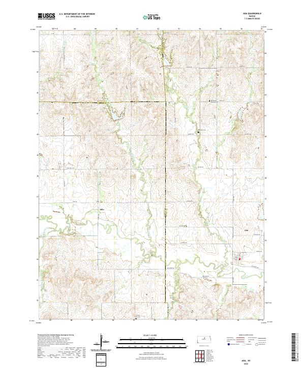 Ada, KS — USGS 7.5-minute topo (2022)