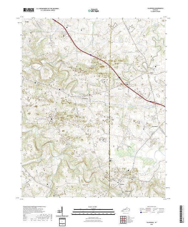 Caledonia, KY — USGS 7.5-minute topo (2022)