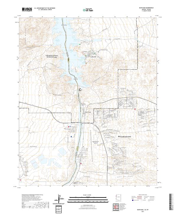 Davis Dam, AZ-NV — USGS 7.5-minute topo (2021)