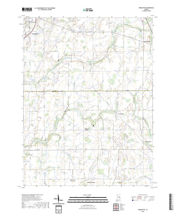 Pendleton, IN — USGS 7.5-minute topo (2022)