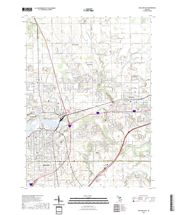 Holland East, MI — USGS 7.5-minute topo (2023)