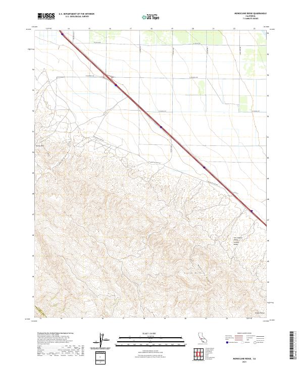 Monocline Ridge, CA — USGS 7.5-minute topo (2021)