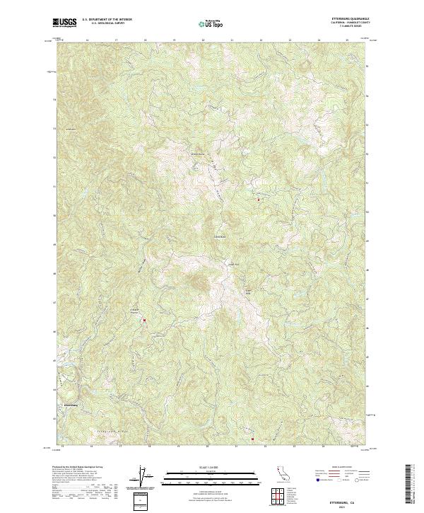 Ettersburg, CA — USGS 7.5-minute topo (2021)