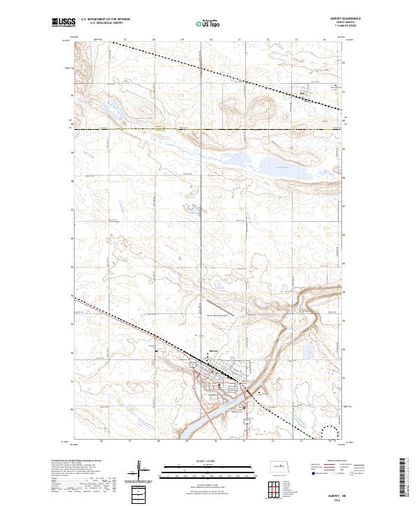 Harvey, ND — USGS 7.5-minute topo (2024)