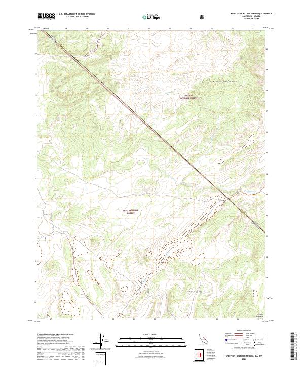 West of Huntoon Spring, CA-NV — USGS 7.5-minute topo (2021)